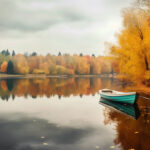 honghong A serene lake surrounded by colorful autumn trees with 72b1d79e b212 4e34 bd99 8a72ef2be285