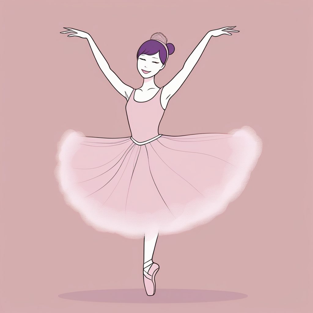 2D芭蕾舞者Q版女孩全身插画，粉色蓬蓬裙与踮脚姿态，艺术感