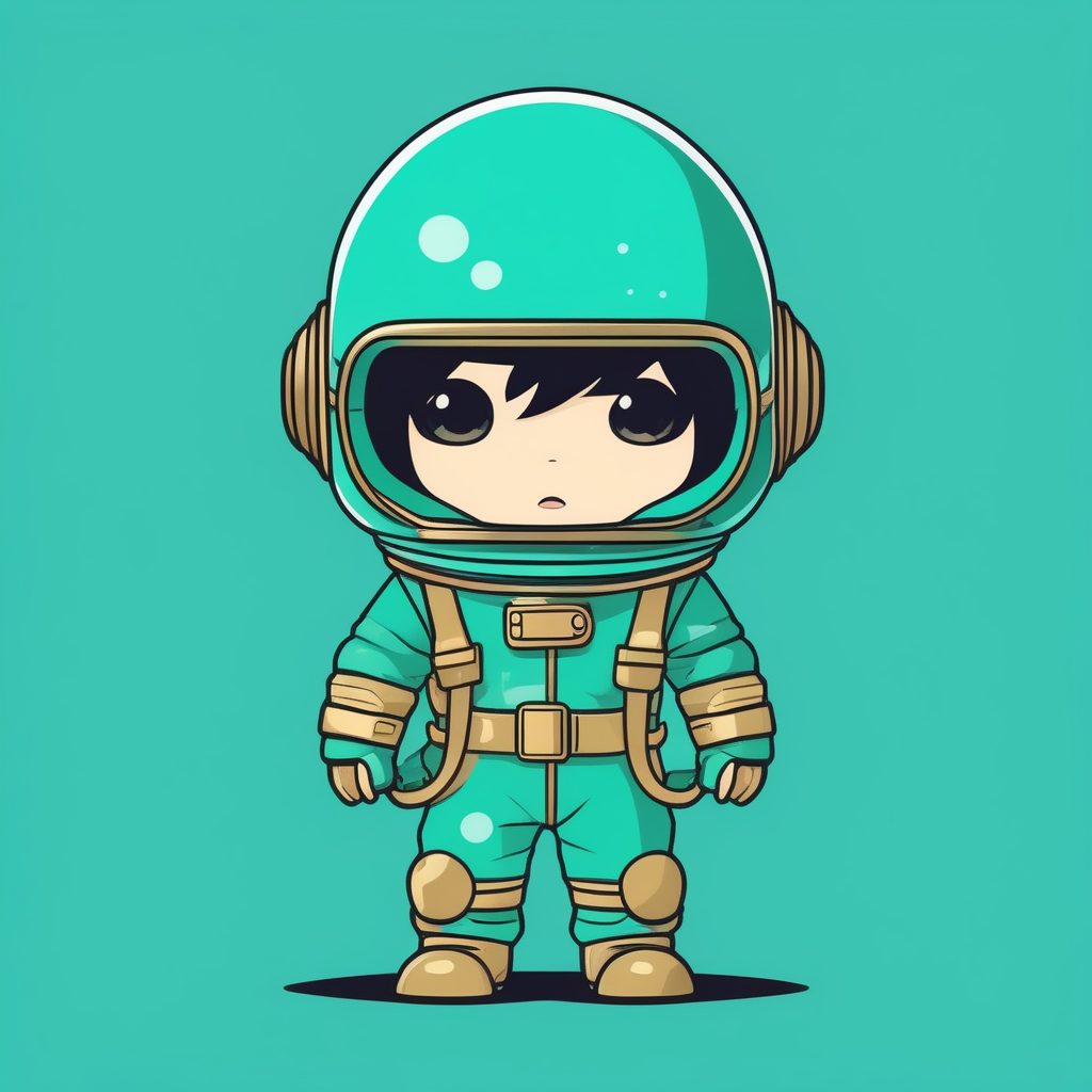 2D复古Q版深海潜水员卡通插画AI提示词