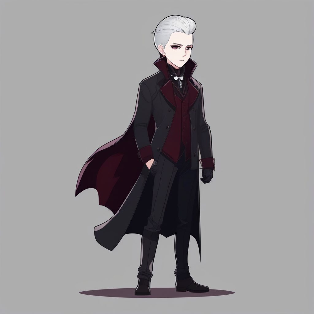 2D哥特风Q版动漫男孩：吸血鬼贵族主题插画