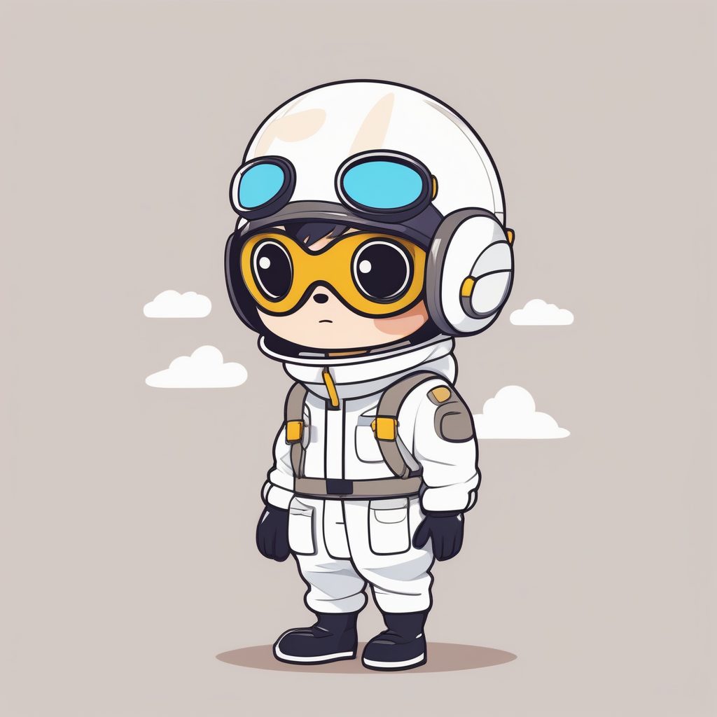 2D极简卡哇伊Q版云朵飞行员男孩：动漫插画全身提示词