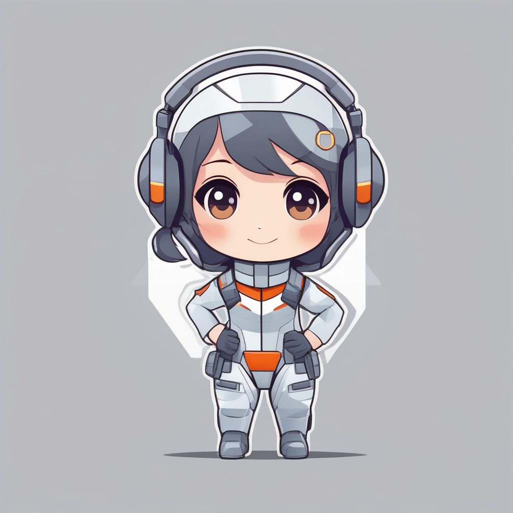 2D极简Q版太空女飞行员插画AI绘画提示词