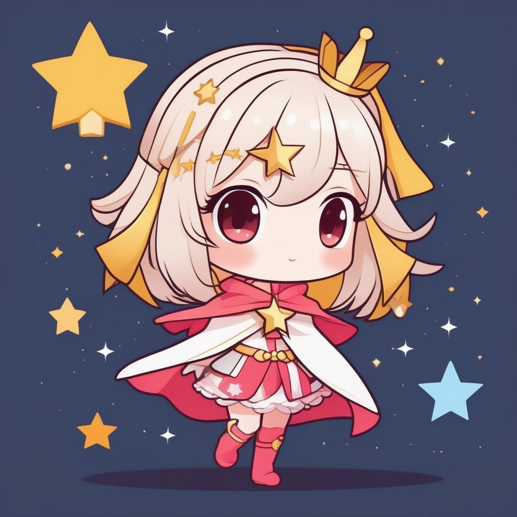 2D平面设计Q版魔法少女AI绘画提示词:可爱女孩全身像 55 2D平面设计Q版魔法少女AI绘画提示词:可爱女孩全身像