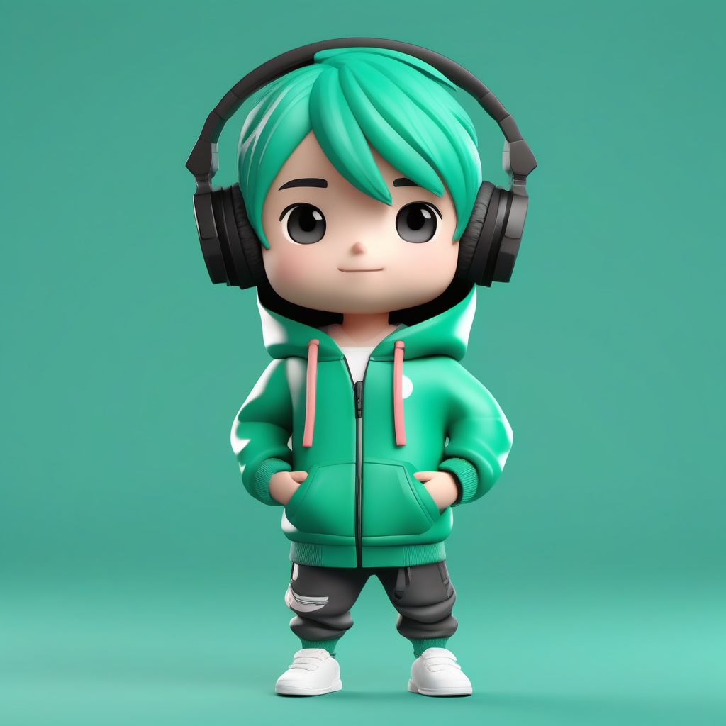 3D极简Q版男孩模型:戴耳机的DJ音乐家渲染图 1 3D极简Q版男孩模型:戴耳机的DJ音乐家渲染图