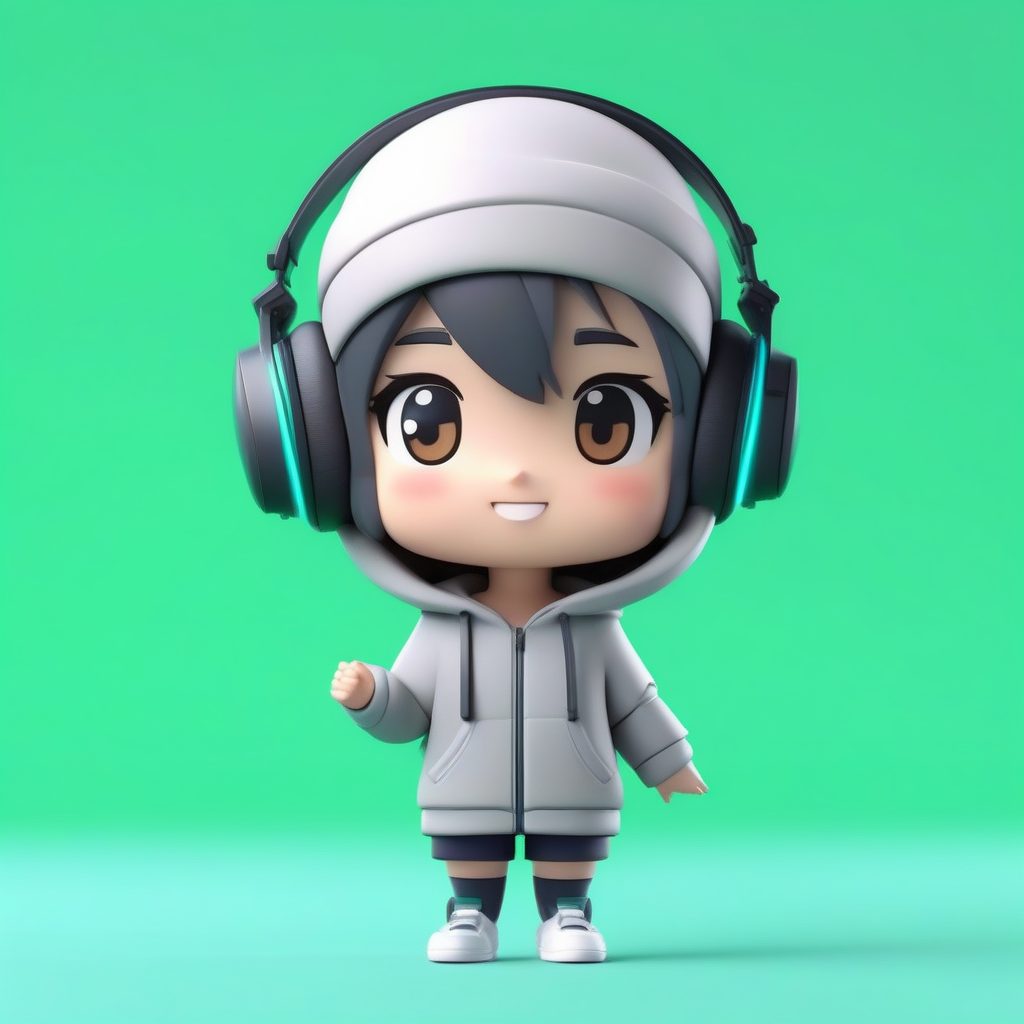 3D卡通Q版编程老师：手持复古软盘，兴奋的’啊哈’表情，纯绿色背景