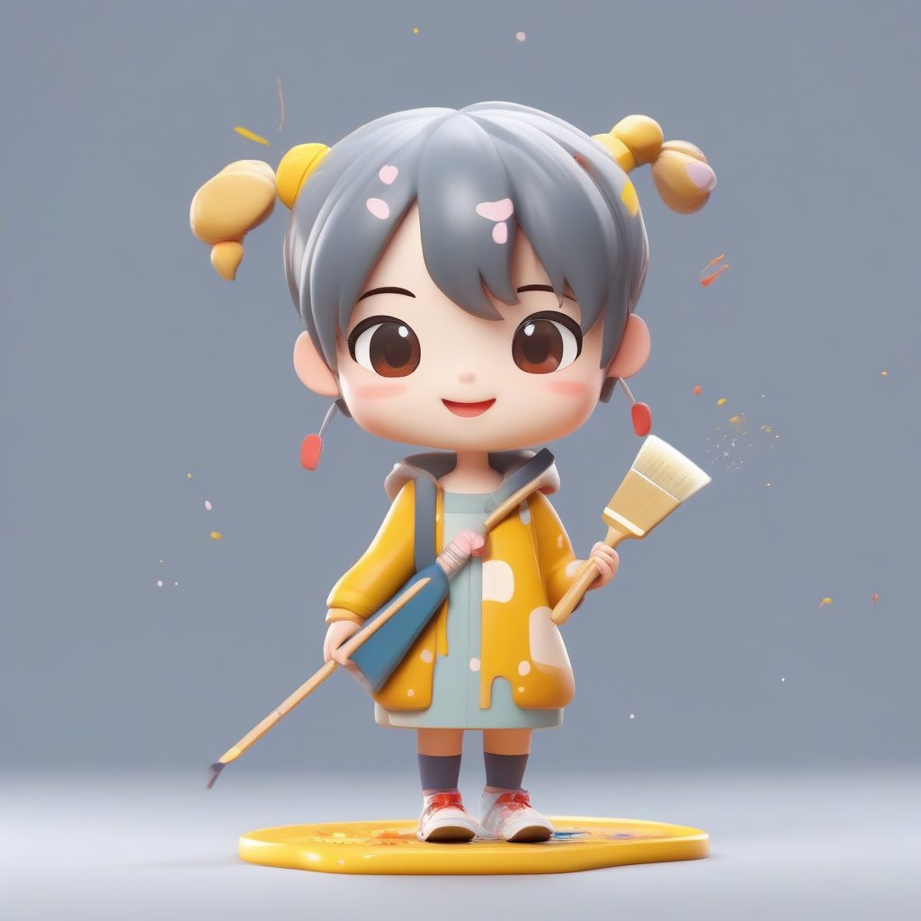 3D卡通艺术老师:Q版盲盒手办,调皮吐舌头,纯奶油色背景 1 3D卡通艺术老师:Q版盲盒手办,调皮吐舌头,纯奶油色背景