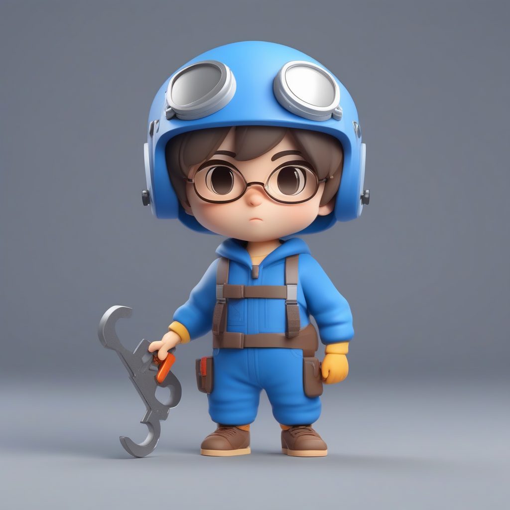 3D盲盒潮玩风Q版机械工程师男孩 AI绘画提示词 11 3D盲盒潮玩风Q版机械工程师男孩 AI绘画提示词