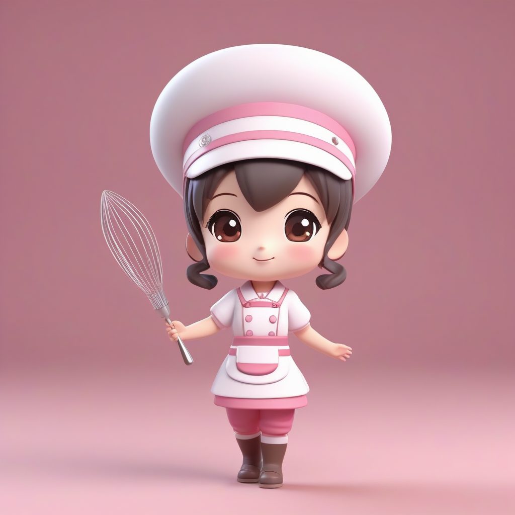 3D盲盒风面包师Q版女孩AI绘画提示词：专业烘焙主题粘土角色