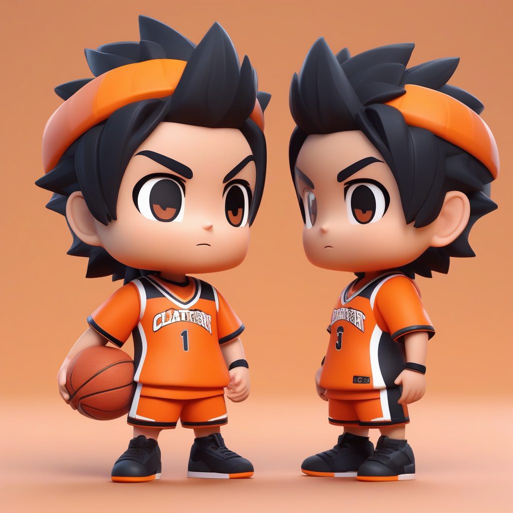 3D盲盒风Q版男孩：篮球运动员立体模型渲染图