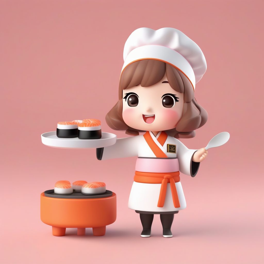 3D盲盒风Q版寿司厨娘：超可爱粘土角色设计与AI绘画提示词