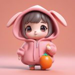 3D盲盒Q版粉色兔子女孩:粘土渲染与C4D建模艺术图 6 3d mang he q ban fen se tu zi nyu hai nian tu xuan ran yu c4d jian mo yi shu tu