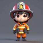 3D盲盒Q版消防员男孩模型:专业制服与石板灰背景 7 3d mang he q ban xiao fang yuan nan hai mo xing zhuan ye zhi fu yu shi ban hui bei jing