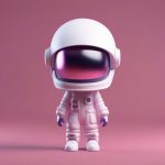 3D盲盒Q版宇航员女孩:C4D高精渲染站立全身像,纯紫背景 7 3d mang he q ban yu hang yuan nyu hai c4d gao jing xuan ran zhan li quan shen xiang chun zi bei jing