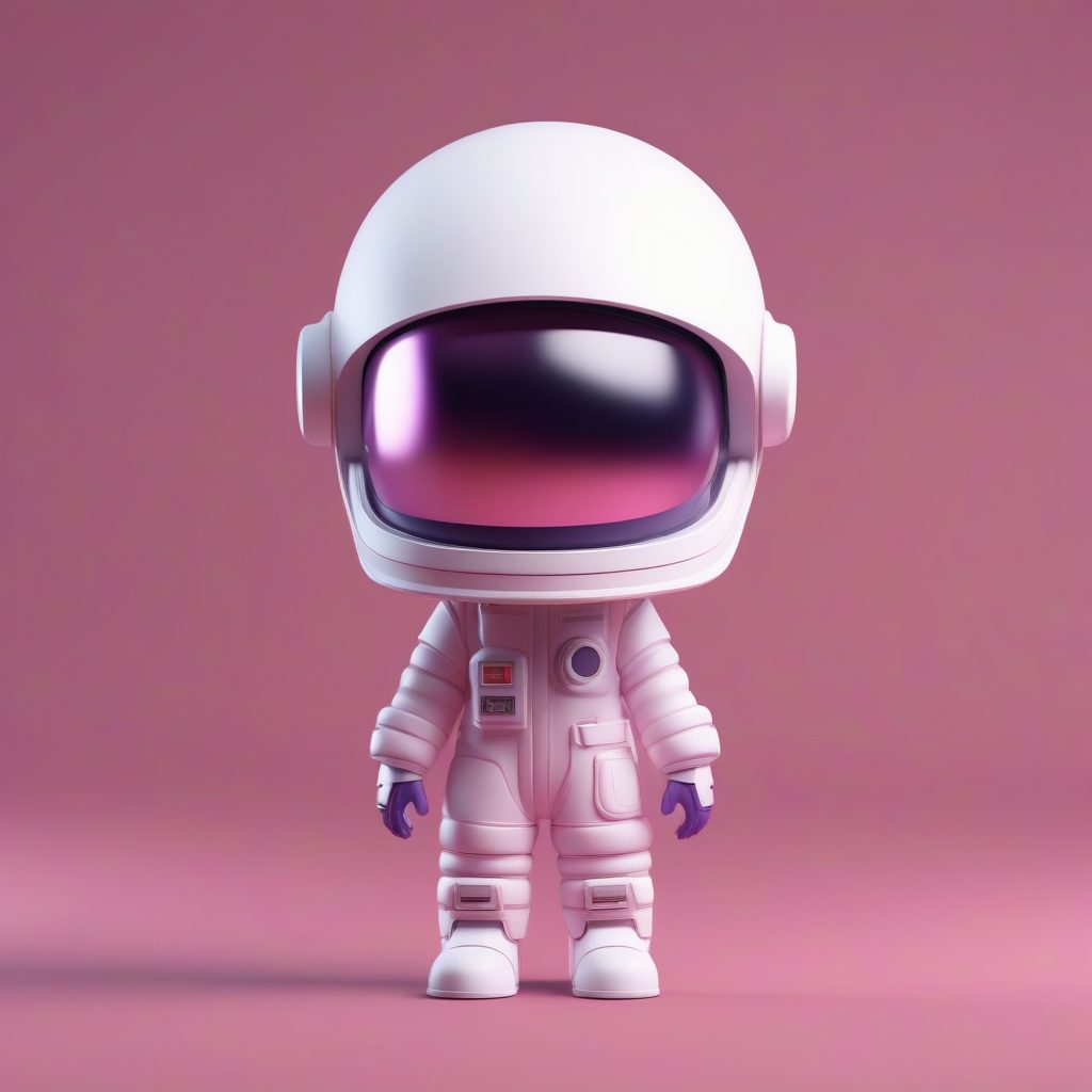 3D盲盒Q版宇航员女孩:C4D高精渲染站立全身像,纯紫背景 1 3D盲盒Q版宇航员女孩:C4D高精渲染站立全身像,纯紫背景