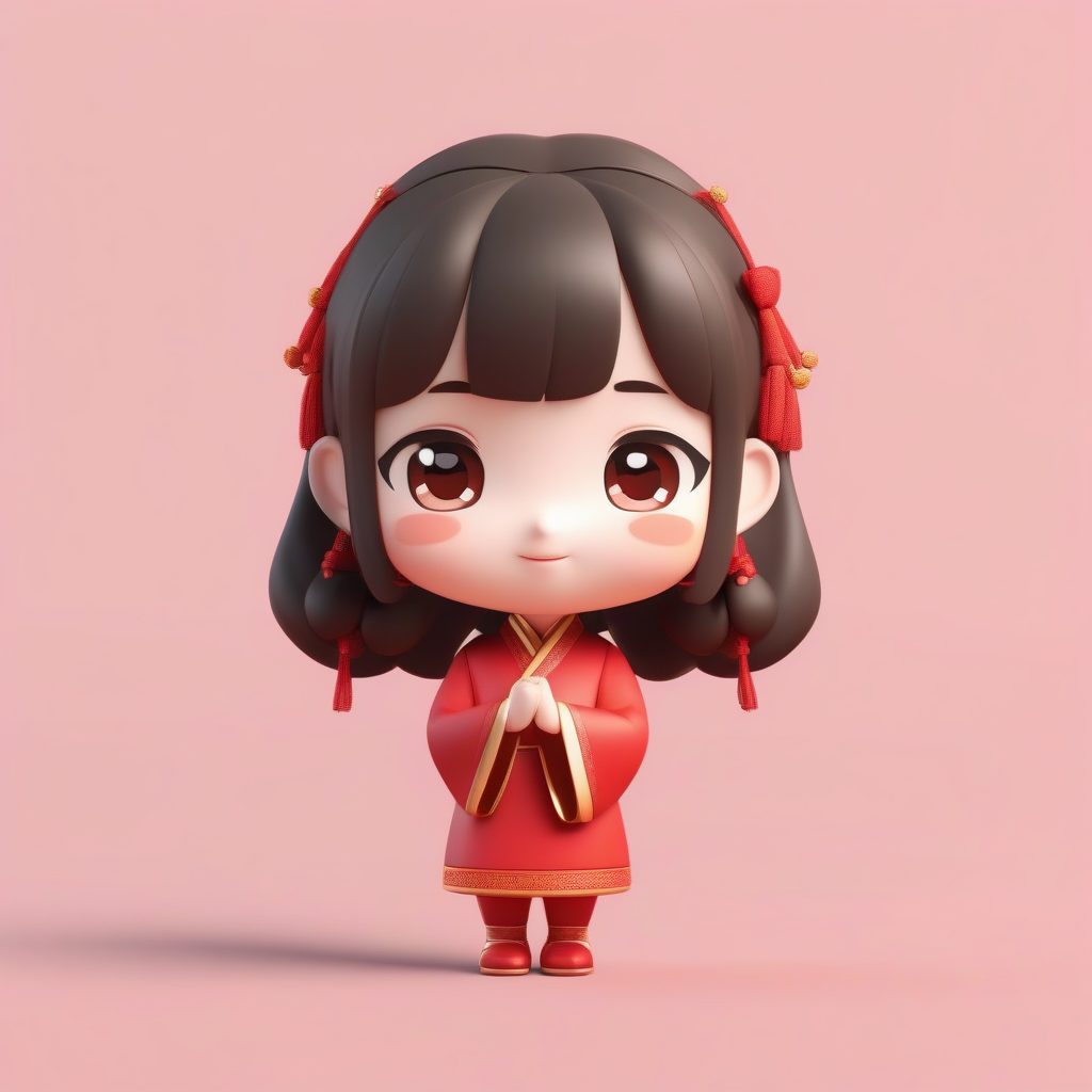 3D盲盒手办:C4D高抛光Q版红旗袍少女站立照 5 3D盲盒手办:C4D高抛光Q版红旗袍少女站立照