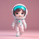 3D盲盒宇航员Q版女孩AI绘画提示词:极简太空服设计 2 3d mang he yu hang yuan q ban nyu hai ai hui hua ti shi ci ji jian tai kong fu she ji