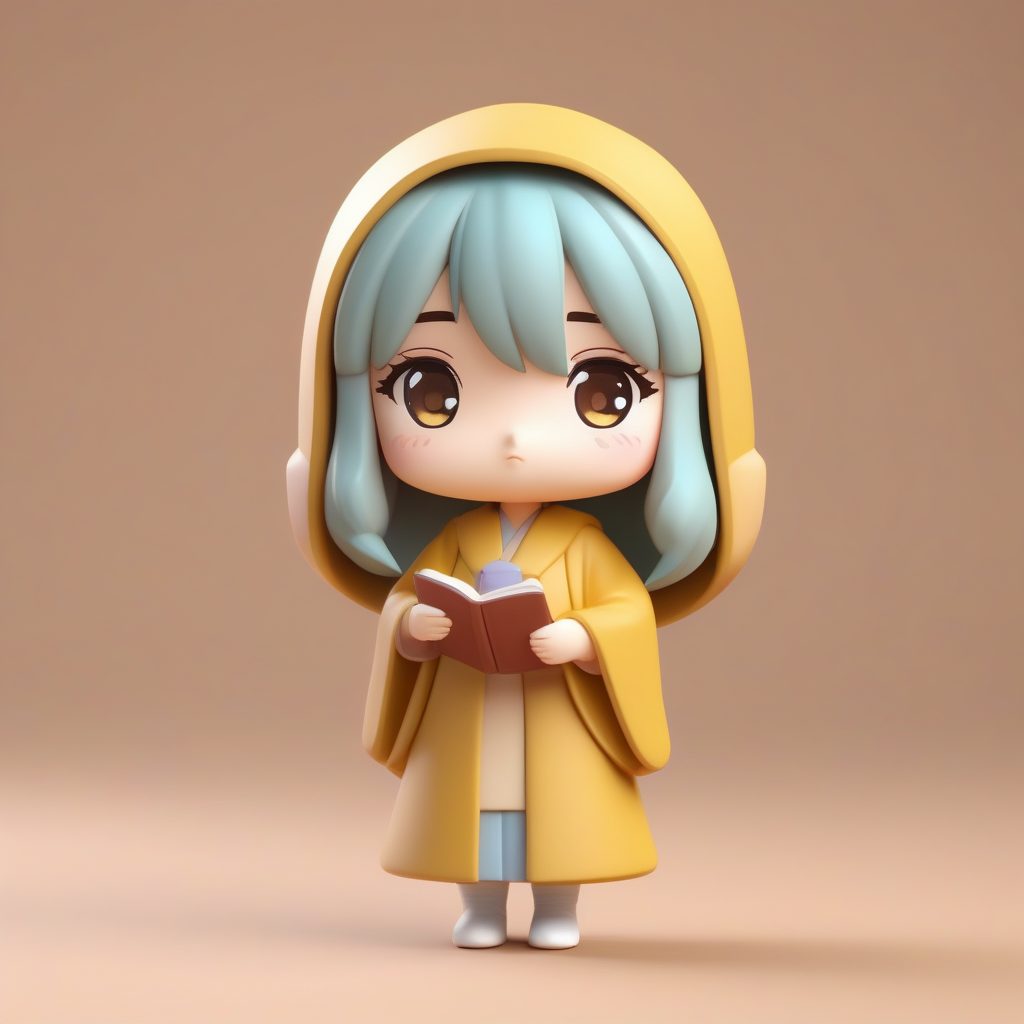 3D粘土风格Q版魔法学校学生女孩模型：C4D盲盒手办渲染提示词