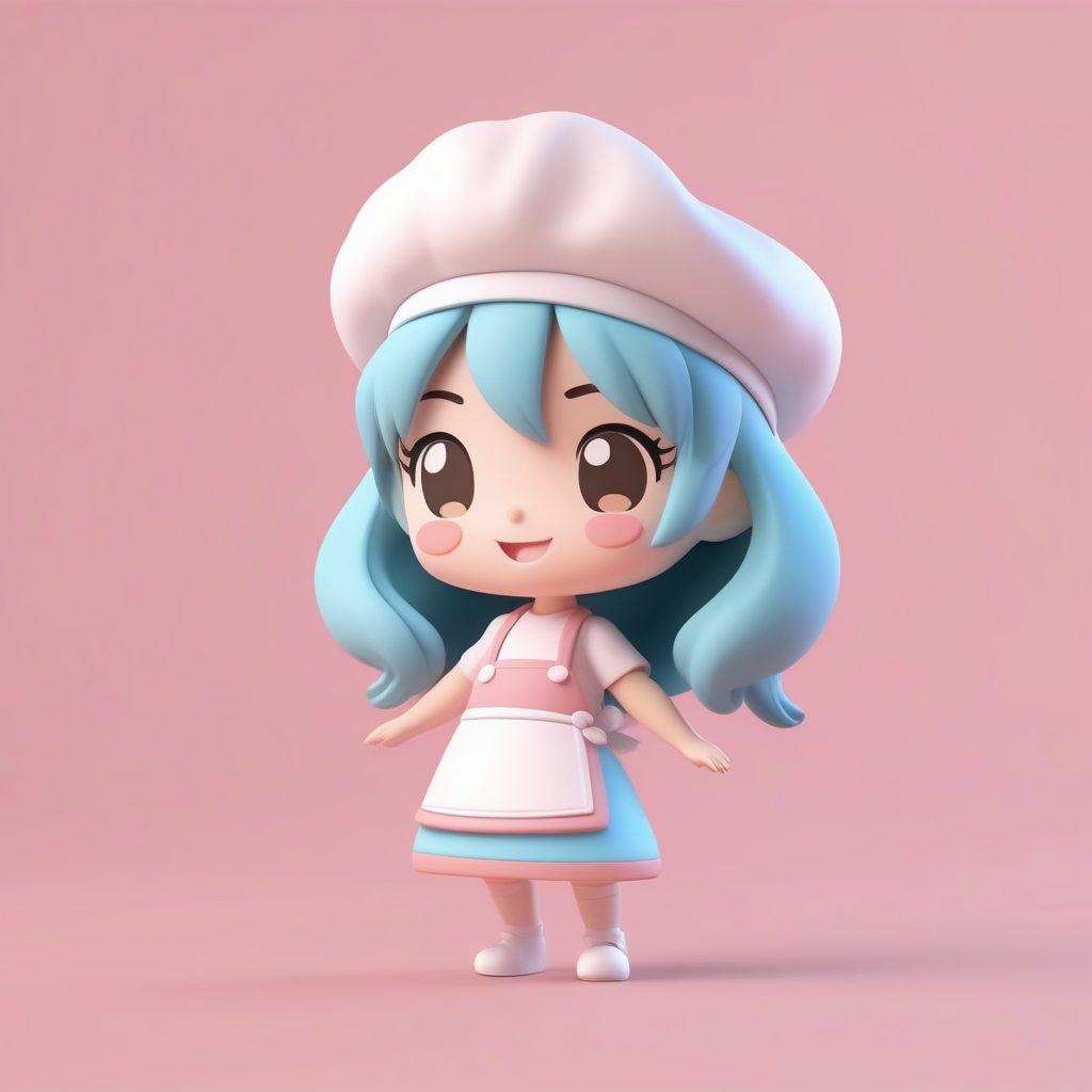 3D黏土风Q版烘焙师少女AI绘画提示词:可爱盲盒模型设计 17 3D黏土风Q版烘焙师少女AI绘画提示词:可爱盲盒模型设计