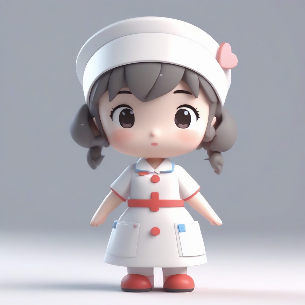3D粘土风：Q版护士抱泰迪熊，扮演小医生