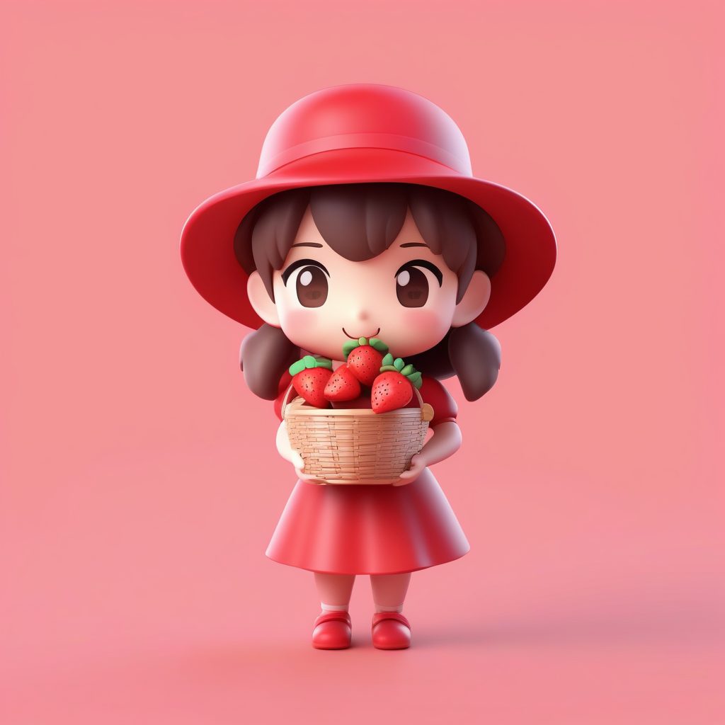 3D粘土盲盒风Q版草莓农场女孩AI绘画提示词与教程