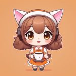 3D粘土Q版猫咪咖啡师女孩设计:C4D Octane渲染可爱手办提示词 7 3d nian tu q ban mao mi ka fei shi nyu hai she ji c4doctane xuan ran ke ai shou ban ti shi ci