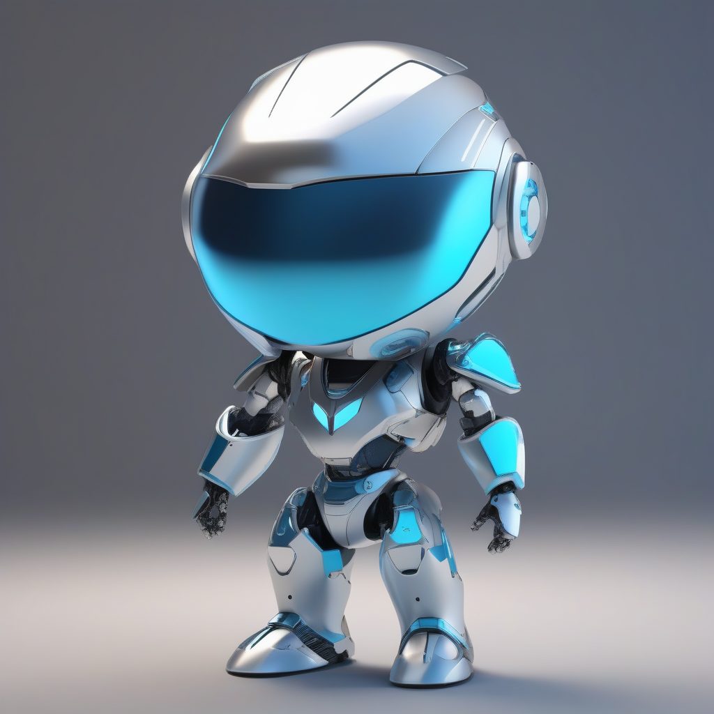 3D未来机器人Q版男孩全身模型，银色盔甲，Octane高光渲染