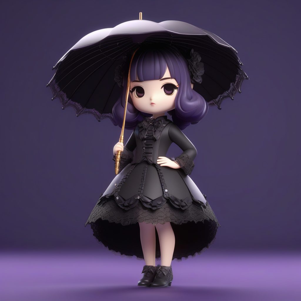 3D Q版哥特洛丽塔盲盒角色设计AI提示词