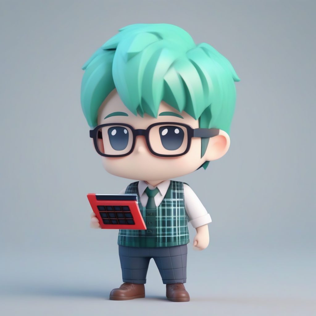 3D Q版数学老师:手拿巨大计算器的可爱高光渲染图 1 3D Q版数学老师:手拿巨大计算器的可爱高光渲染图