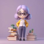 3D Q版图书馆老师:戴眼镜的文学少女,手捧书籍全身照 7 3dq ban tu shu guan lao shi dai yan jing de wen xue shao nyu shou peng shu ji quan shen zhao