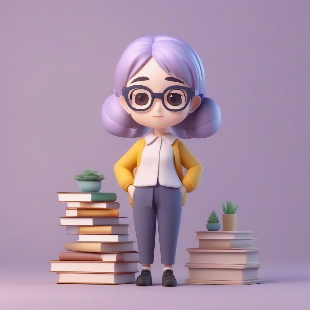 3D Q版图书馆老师:戴眼镜的文学少女,手捧书籍全身照 5 3D Q版图书馆老师:戴眼镜的文学少女,手捧书籍全身照