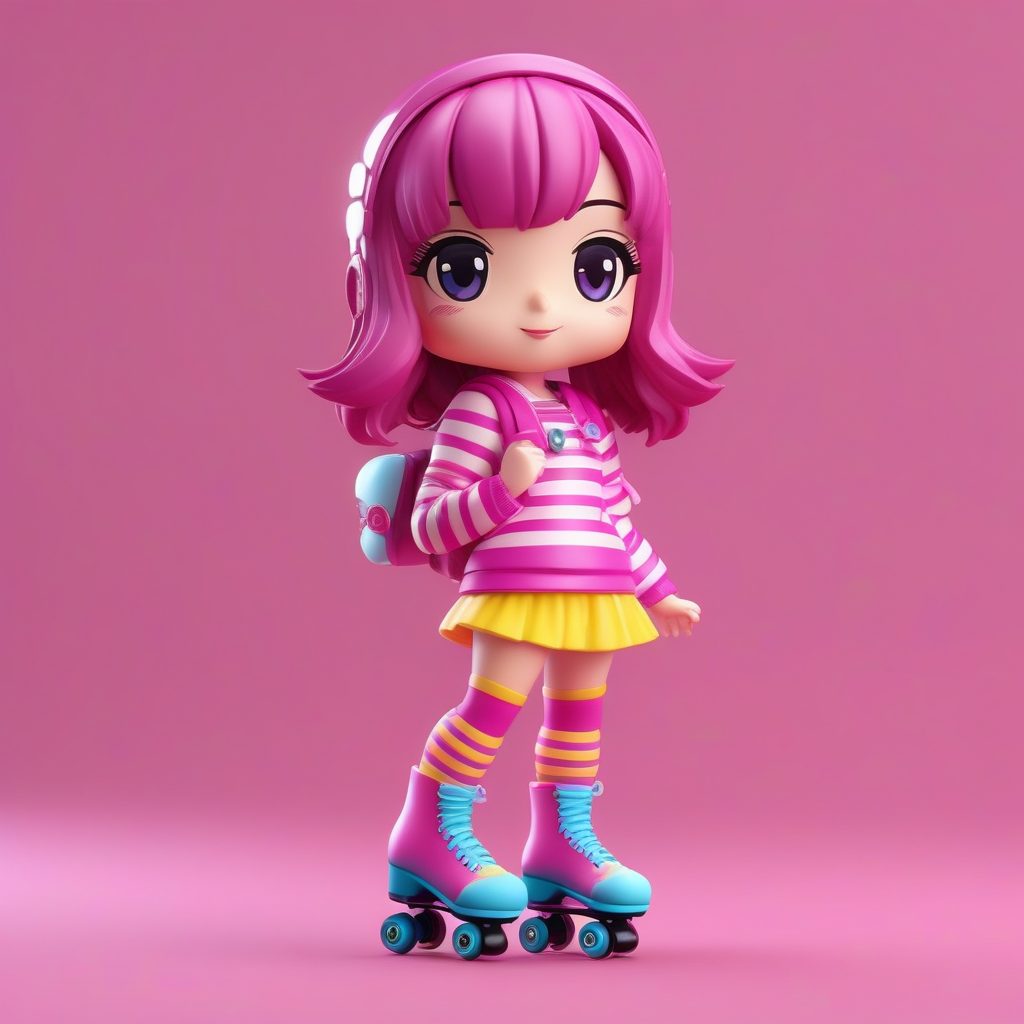 80年代复古滚轴溜冰女孩3D盲盒手办AI绘画提示词