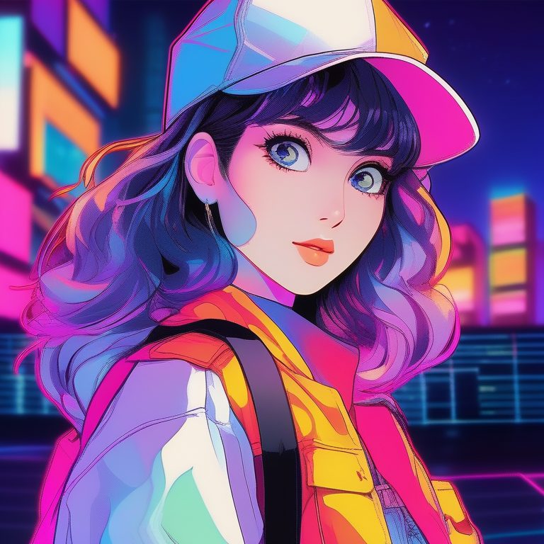 80年代复古流行动漫少女