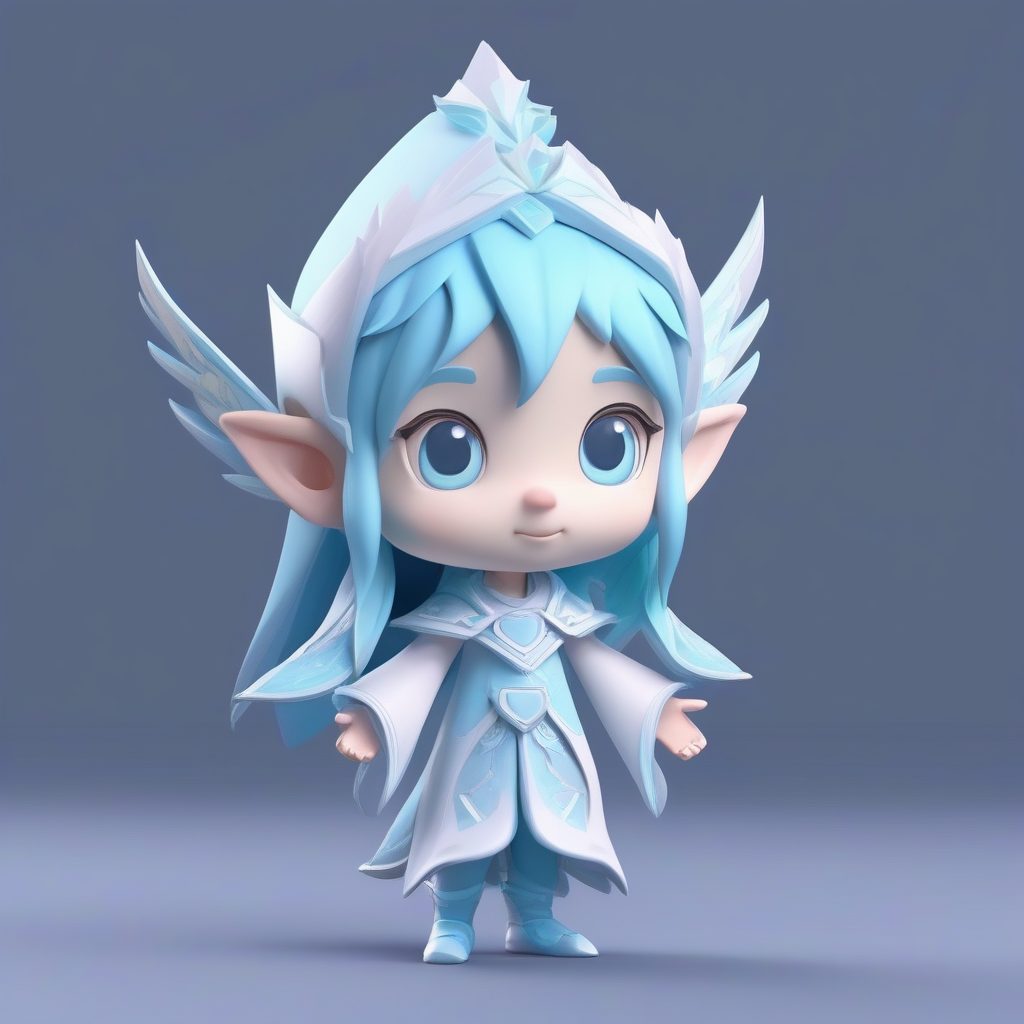 8K冰雪精灵：高细节光追C4D Q版手办设计稿