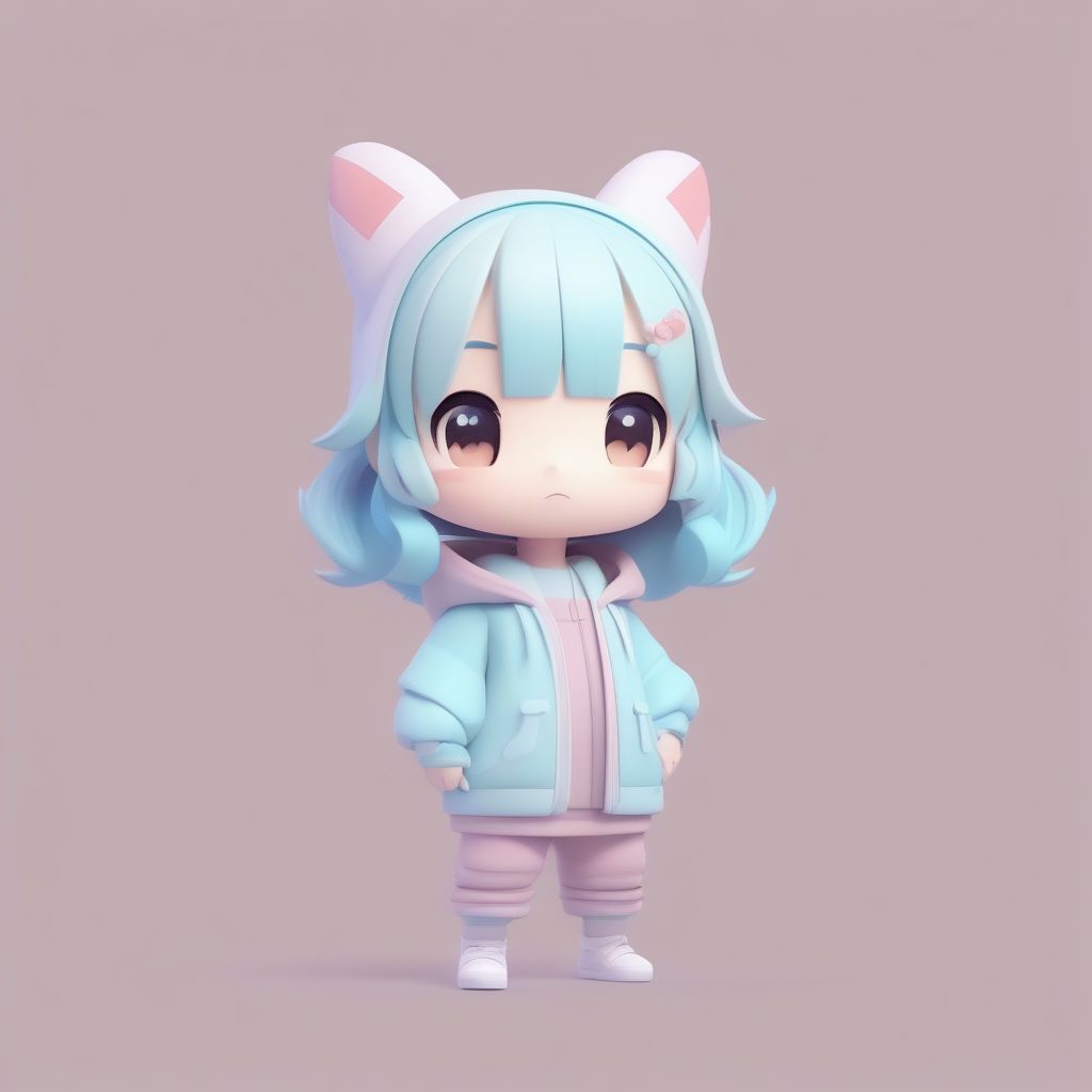 8K超高清Q版插画教程：马卡龙色系卡哇伊女孩全身像（柔和布光）