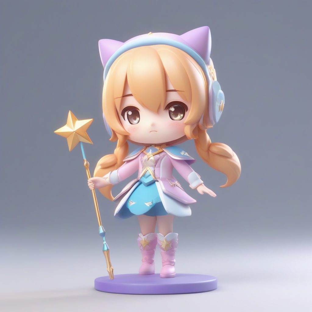 8K超清！梦幻星空Q版魔法少女：粘土材质3D盲盒手办渲染