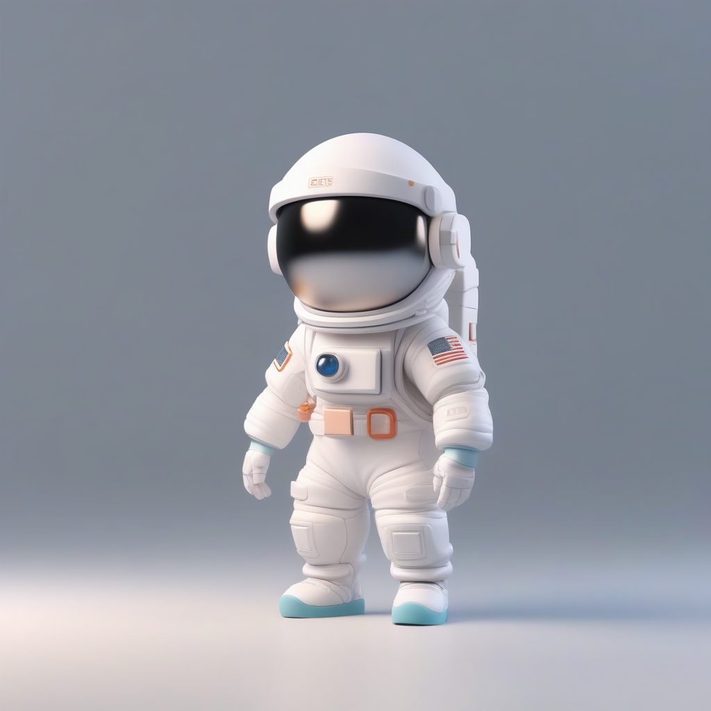 8K超清Q版盲盒表情包生成：惊讶宇航员动态姿势，Octane渲染极简风
