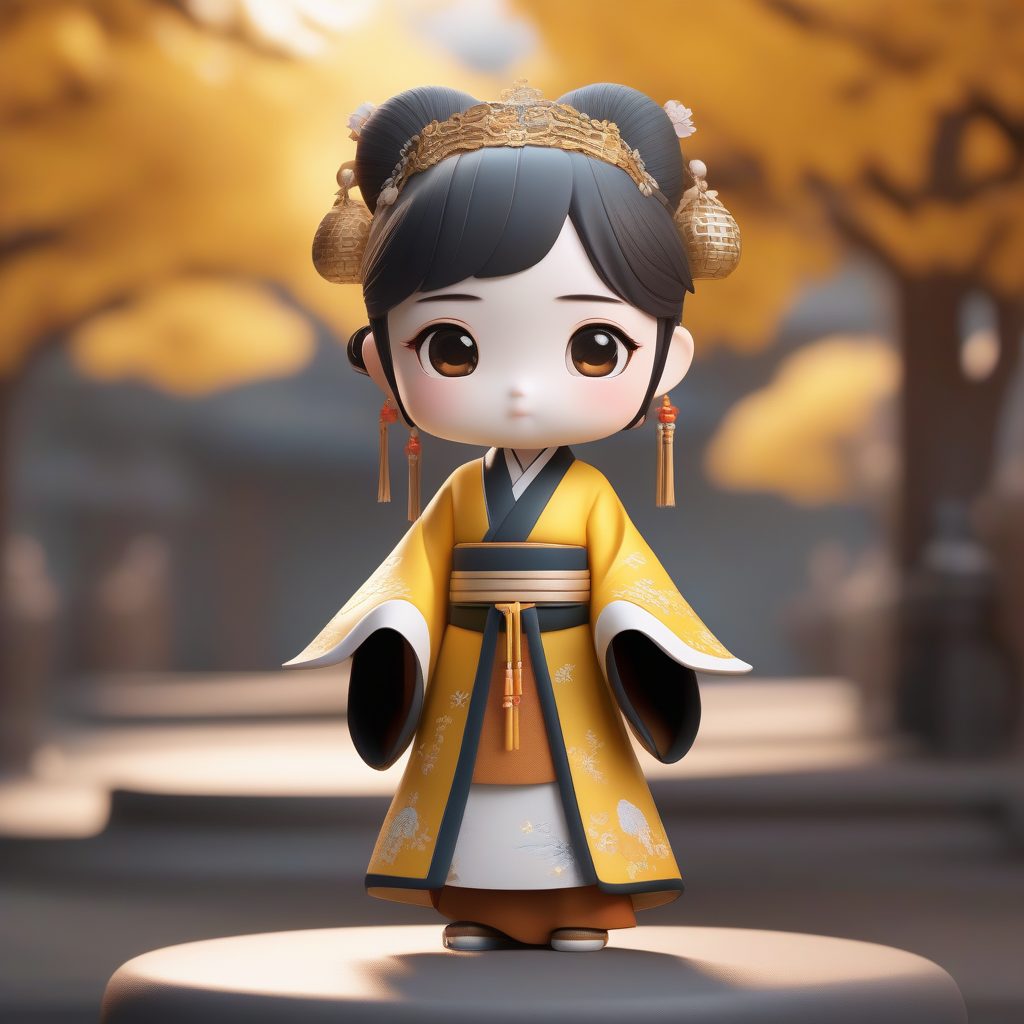 8K超清：秋月主题汉服Q版盲盒，Octane渲染无纹理提示词