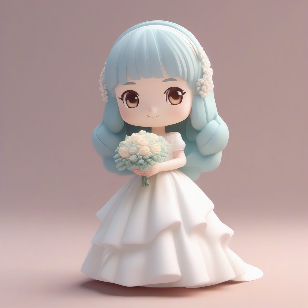 8K高清！C4D粘土盲盒风【婚纱少女】AI绘画提示词：Pop Mart全身站立图