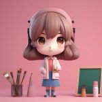 8K高细节:Q版美术女教师,抱着调色板的粘土3D全身渲染 5 8k gao xi jie q ban mei shu nyu jiao shi bao zhe tiao se ban de nian tu 3d quan shen xuan ran