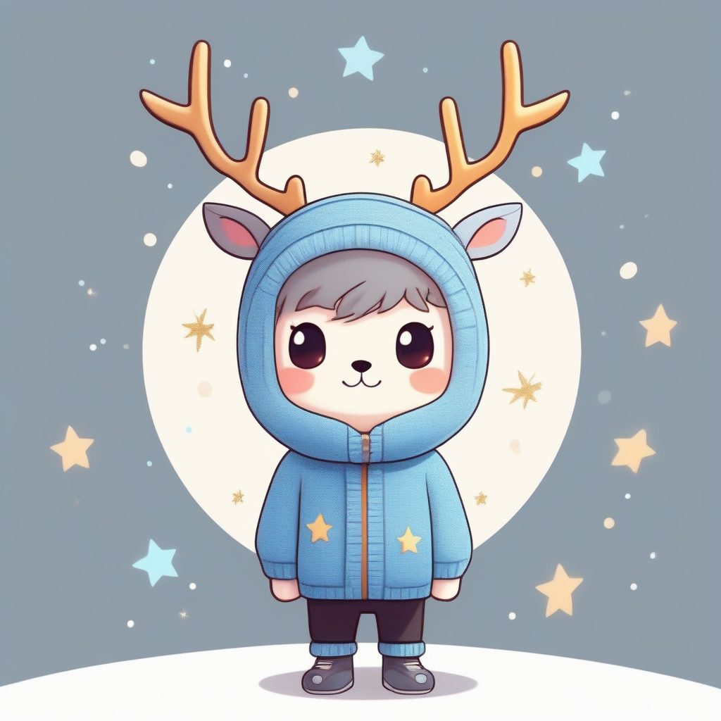 8K高细节Q版麋鹿少年:手捧星光,柔和布光全身站立照 1 8K高细节Q版麋鹿少年:手捧星光,柔和布光全身站立照