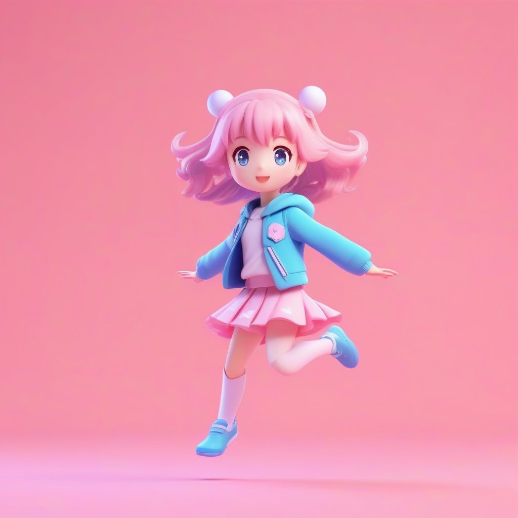 8K极简魔法Q版女孩：全身站立、动态姿势与柔和光线提示词