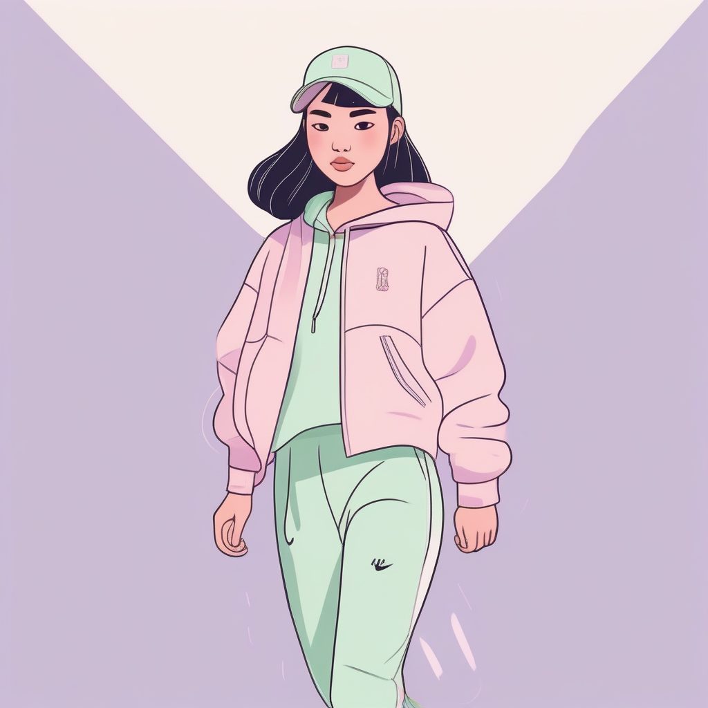 90年代复古运动风：粉彩色调全身涂鸦插画