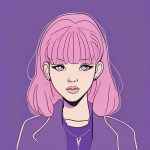 90年代极简VHS动漫风紫色背景女孩肖像 6 90 nian dai ji jian vhs dong man feng zi se bei jing nyu hai xiao xiang