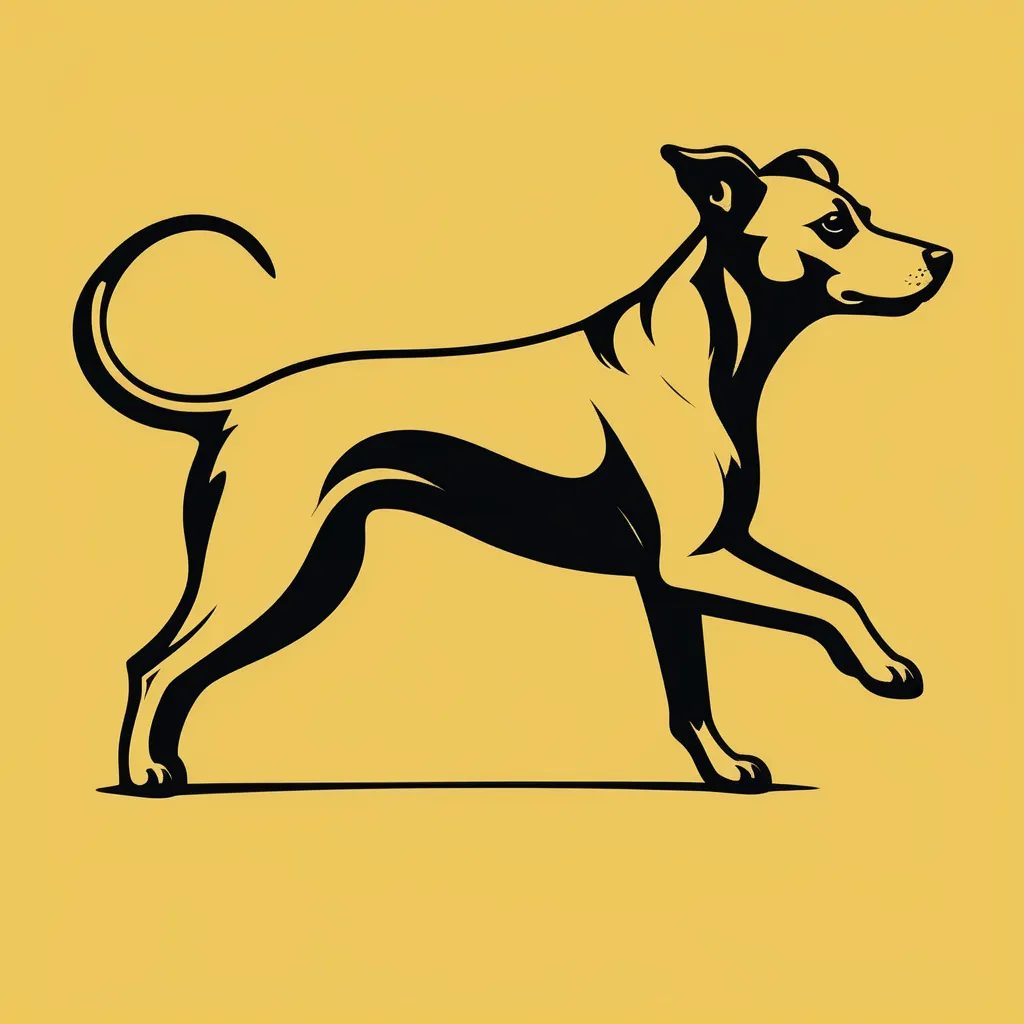 现代极简剪影-奔跑小狗