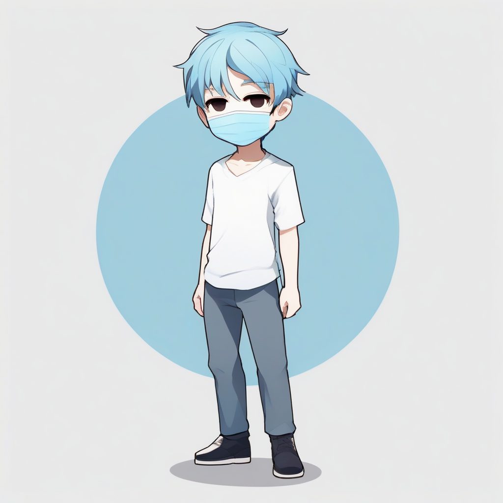 极简Q版蓝色口罩清爽男孩形象