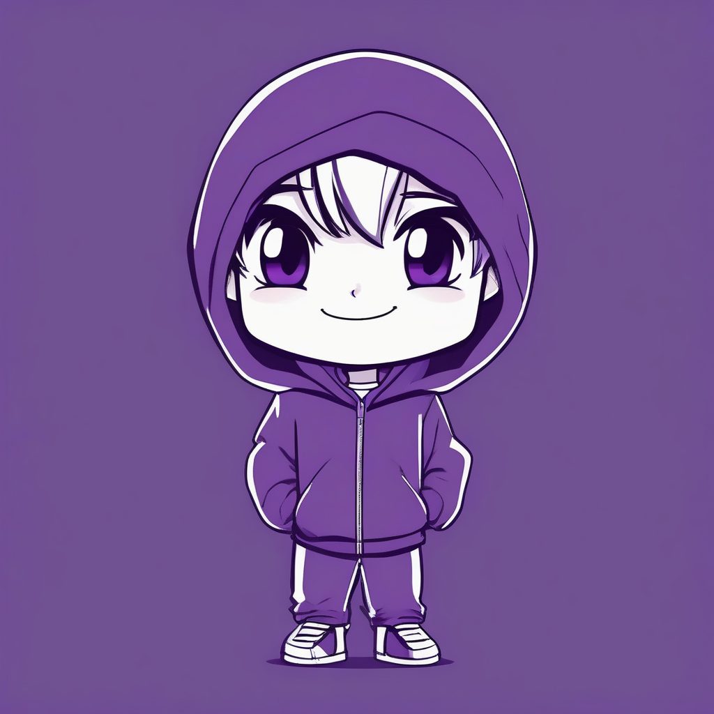 极简Q版深紫卫衣呆萌动漫男孩