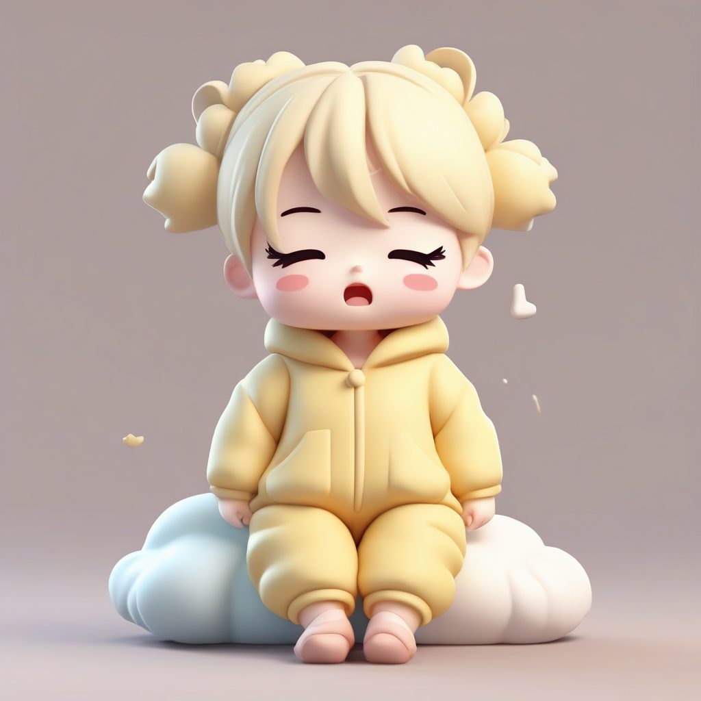 软萌粘土质感极简Q版黄发睡衣少女盲盒