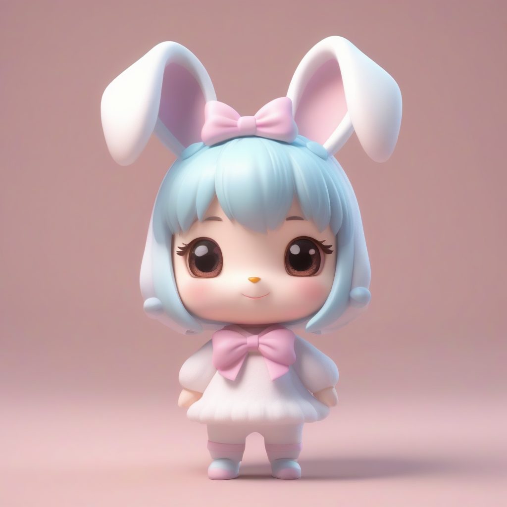 爆款AI提示词：粘土材质Q版兔耳娘，Pop Mart盲盒手办3D渲染教程（C4D/Octane）