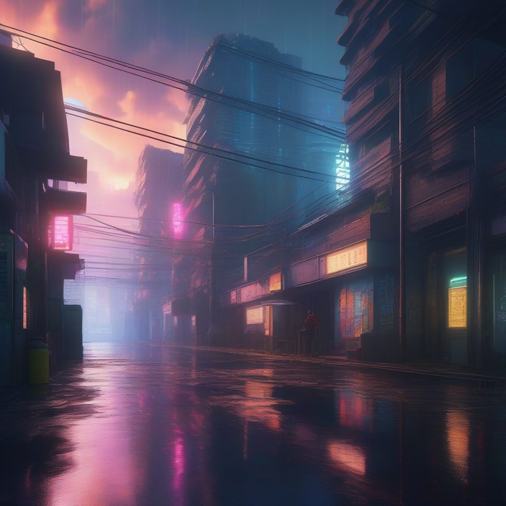 AI绘画城市夜景提示词：一键生成新海诚电影感光照的未来街道