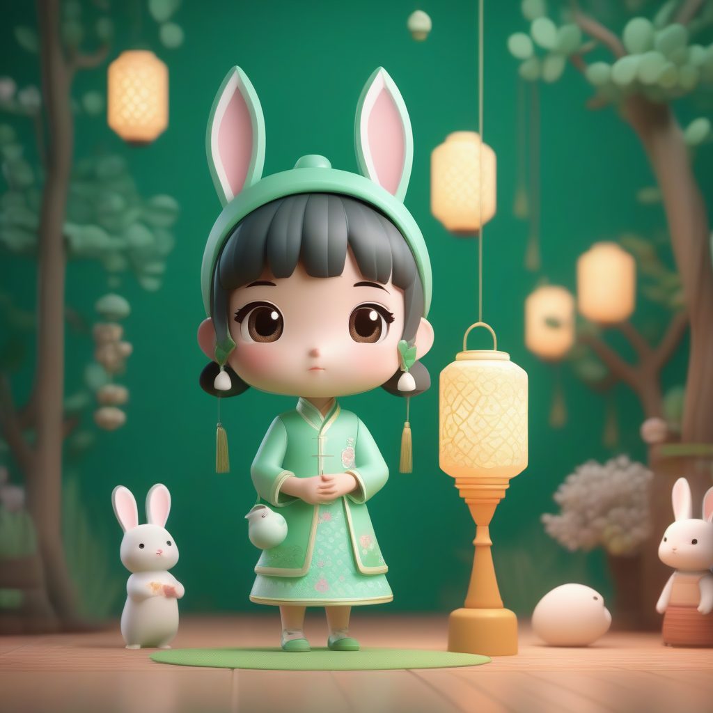 AI绘画盲盒系列：薄荷绿旗袍少女的Q版全身站立提示词配置